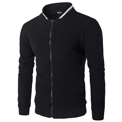 OUTLET  Men's Modern Quilted Zip-Up Bomber Jacket with Contrast Trim