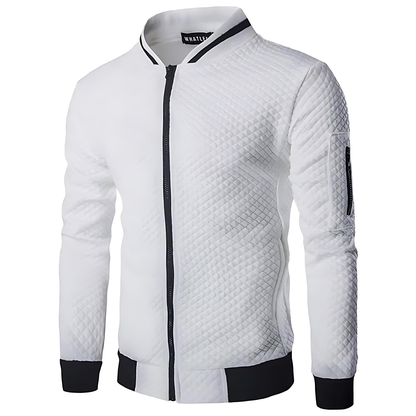 OUTLET  Men's Modern Quilted Zip-Up Bomber Jacket with Contrast Trim