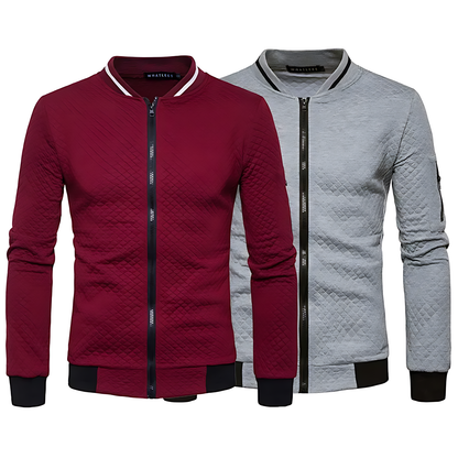 OUTLET  Men's Modern Quilted Zip-Up Bomber Jacket with Contrast Trim