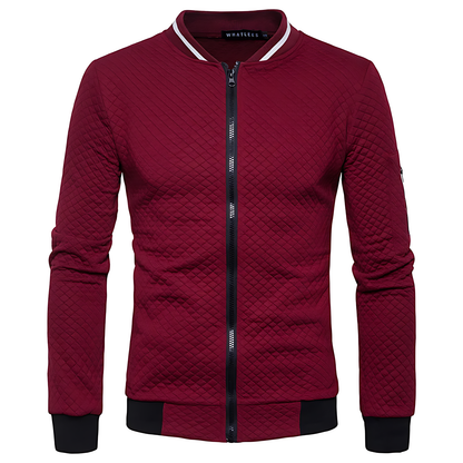 OUTLET  Men's Modern Quilted Zip-Up Bomber Jacket with Contrast Trim
